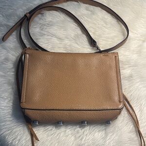 Rebecca Minkoff Tan Leather Crossbody Bag with tassels.